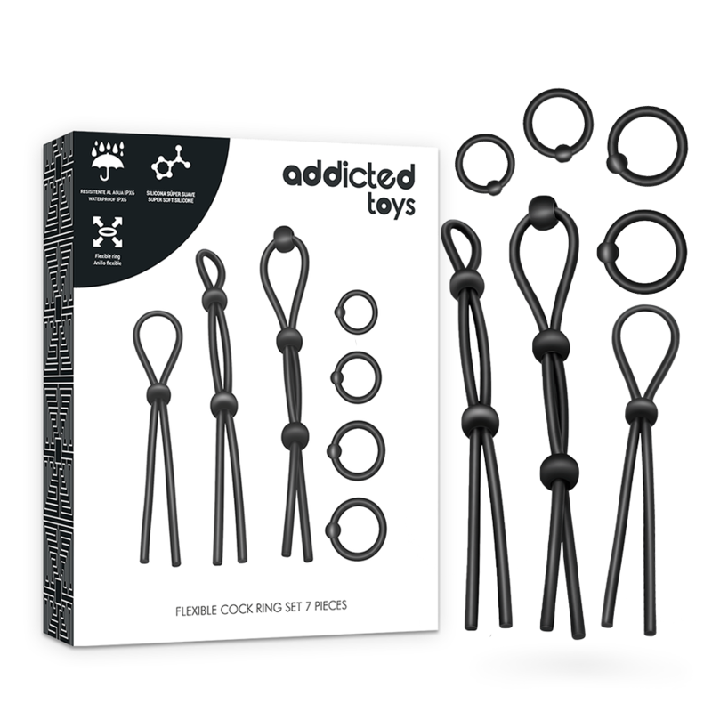 ADDICTED TOYS - 7-PIECE FLEXIBLE SILICONE COCK RING SET