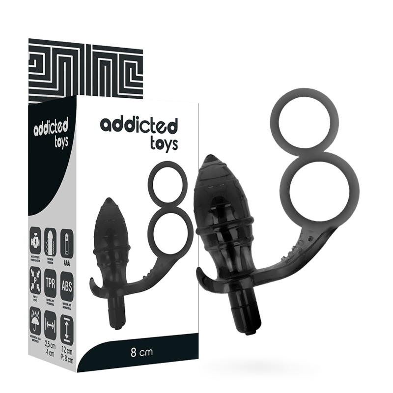 JUGUETES ADICTOS - PLUG ANAL DE DOBLE ANILLO NEGRO