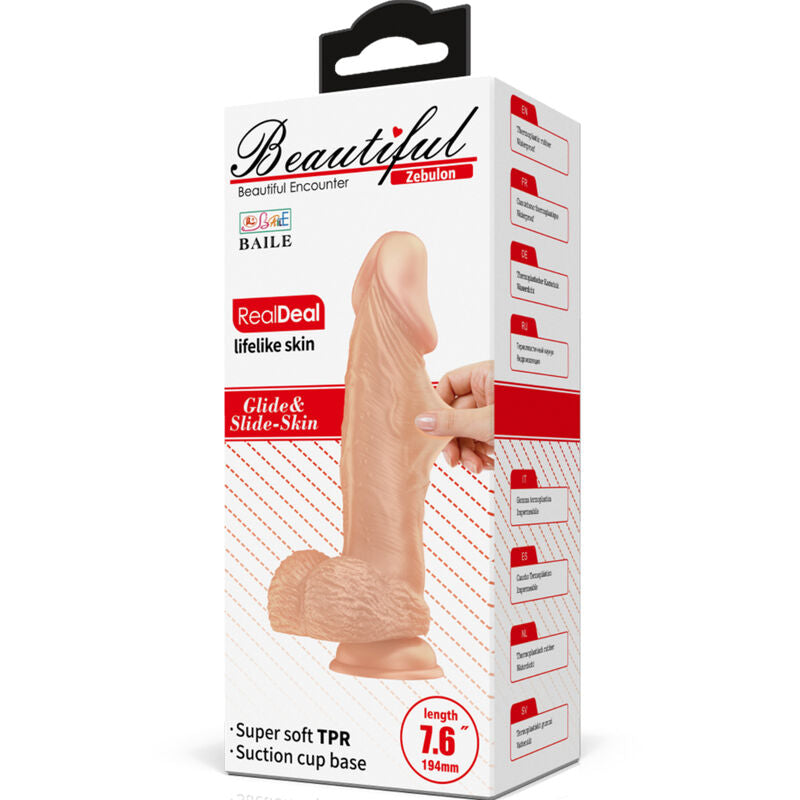 BAILE - PRETTY LOVE ENCOUNTER ZEBULON DILDO REALISTA FLEXIBLE 19.4 CM NATURAL