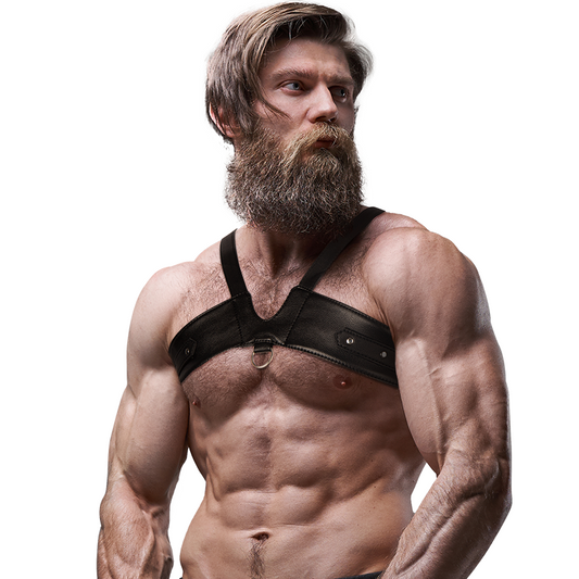 FETISH SUBMISSIVE ATTITUDE - ARNÊS DE PEITO DE COURO ECOLÓGICO BRIGADE MASCULINO