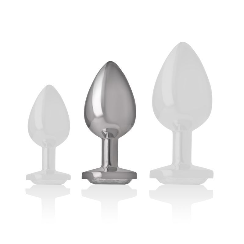 INTENSE - WHITE ALUMINUM METAL BUTT PLUG HEART SIZE M