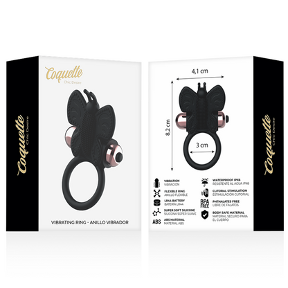 COQUETTE CHIC DESIRE - BUTTERFLY RING WITH BLACK/GOLD VIBRATOR