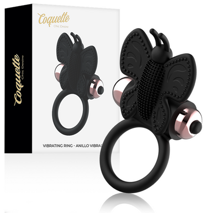 COQUETTE CHIC DESIRE - BUTTERFLY RING WITH BLACK/GOLD VIBRATOR