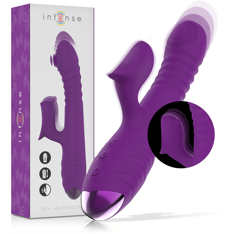 INTENSE - IGGY UP &amp; DOWN VIBRADOR MULTIFUNCIÓN RECARGABLE CON ESTIMULADOR DE CLÍTORIS MORADO