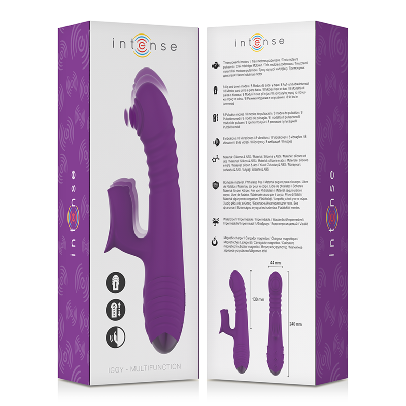 INTENSE - IGGY UP &amp; DOWN VIBRADOR MULTIFUNCIÓN RECARGABLE CON ESTIMULADOR DE CLÍTORIS MORADO