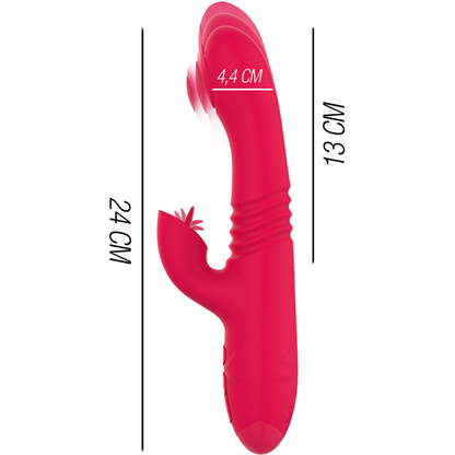 INTENSE - UP &amp; DOWN RECHARGEABLE MULTIFUNCTION VIBRATOR WITH RED TONGUE