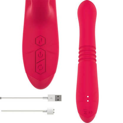 INTENSE - UP &amp; DOWN RECHARGEABLE MULTIFUNCTION VIBRATOR WITH RED TONGUE