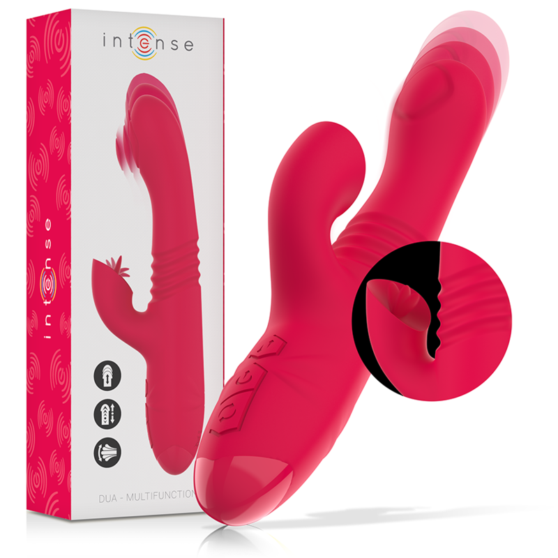 INTENSE - UP &amp; DOWN RECHARGEABLE MULTIFUNCTION VIBRATOR WITH RED TONGUE
