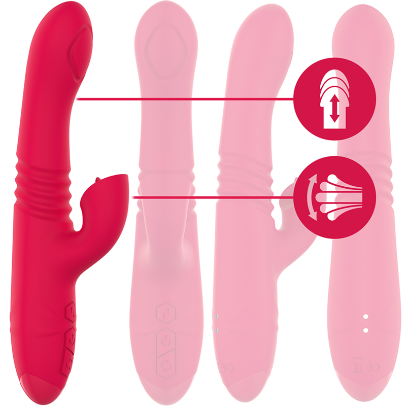 INTENSE - UP &amp; DOWN RECHARGEABLE MULTIFUNCTION VIBRATOR WITH RED TONGUE