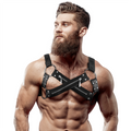 Fetish Submissive Attitude - Arnês De Bulldog De Peito Cruzado De Neoprene Ajustvel Com Zíperes Para Homens