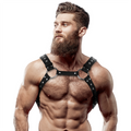 Fetish Submissive Attitude - Arnés de Pecho de Cuero Ecológico Masculino con Tachuelas