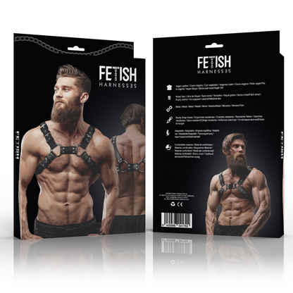 ATTITUDE SUBMISSIVE FETISH - ADJUSTABLE ECO-LEATHER CHEST BULLDOG HARNESS FOR MEN