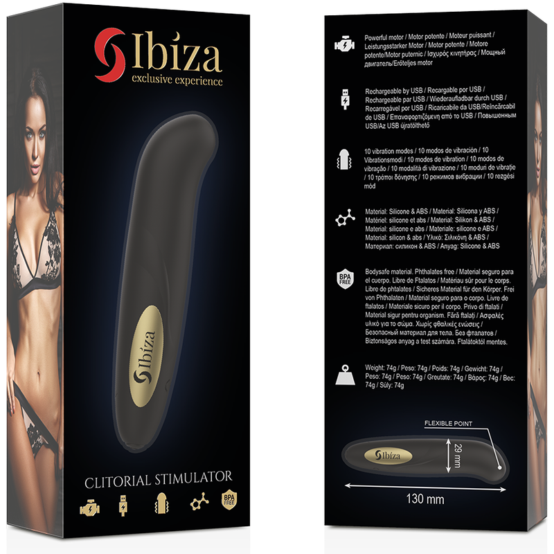 IBIZA - ESTIMULADOR DE CLITÓRIS CARREGADOR USB 10 MODOS DE VIBRAO DOURADO 13 X 2,9 CM