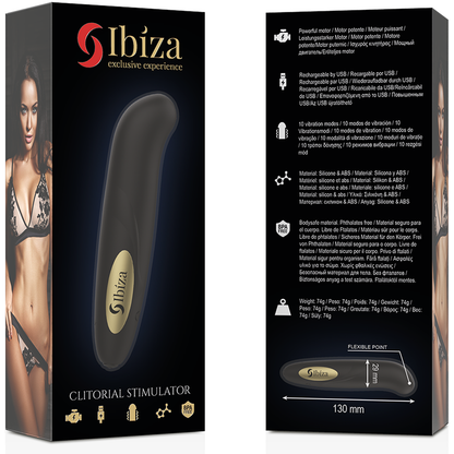 IBIZA - ESTIMULADOR DE CLITÓRIS CARREGADOR USB 10 MODOS DE VIBRAO DOURADO 13 X 2,9 CM