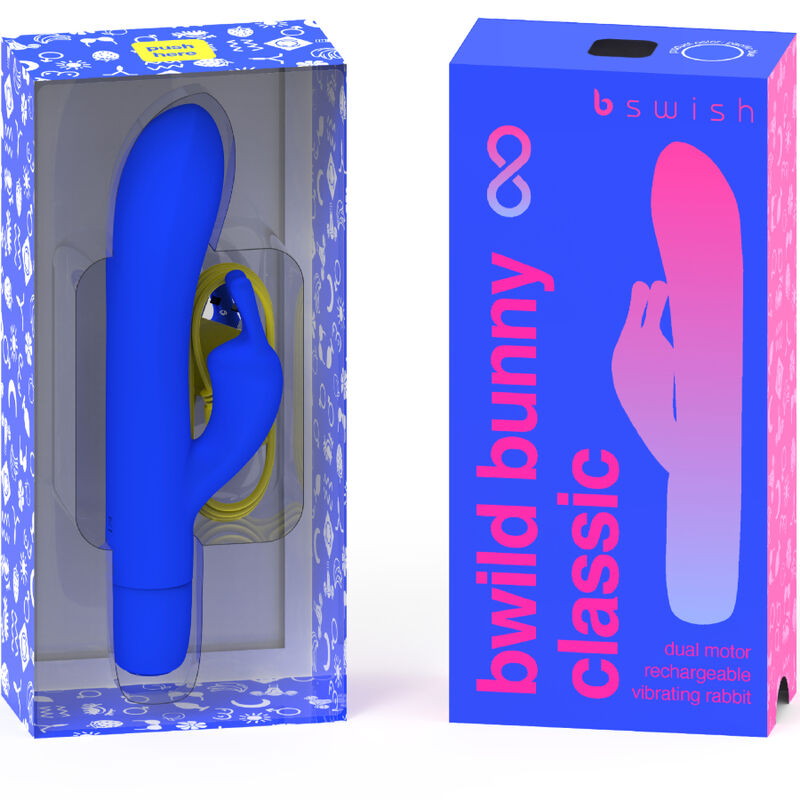 B SWISH - VIBRADOR DE SILICONA AZUL RECARGABLE CLÁSICO BWILD BUNNY INFINITE