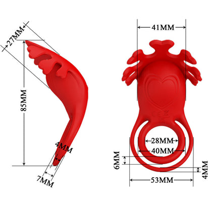 PRETTY LOVE - RUBEN VIBRATING RING 7 RED SILICONE VIBRATIONS