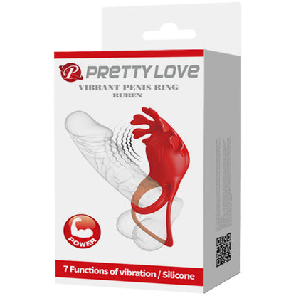 PRETTY LOVE - RUBEN VIBRATING RING 7 RED SILICONE VIBRATIONS