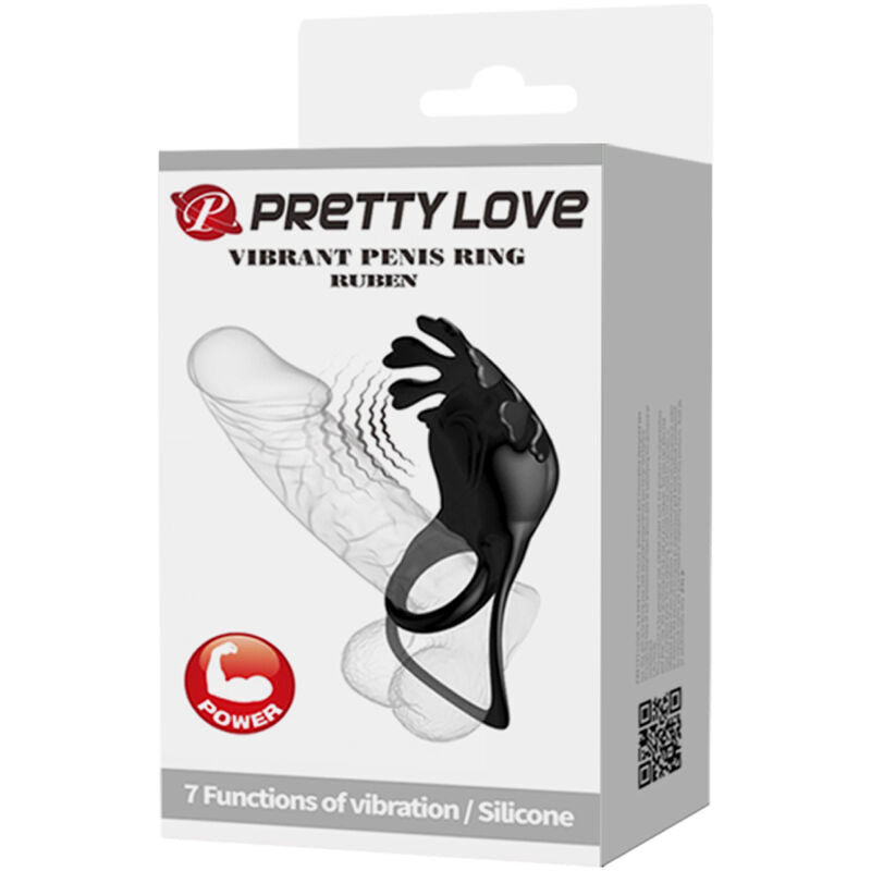 PRETTY LOVE - RUBEN VIBRATING RING 7 BLACK SILICONE VIBRATIONS