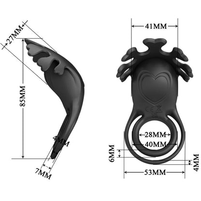 PRETTY LOVE - RUBEN VIBRATING RING 7 BLACK SILICONE VIBRATIONS