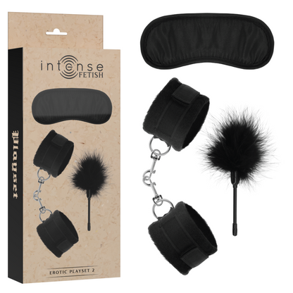 INTENSE - FETISH EROTIC PLAYSET 2 WITH HANDCUFFS, BLIND MASK AND TICKLING