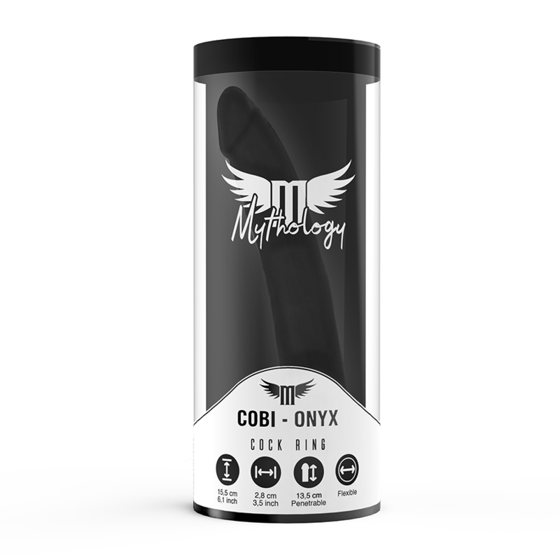 MYTHOLOGY - COBI ONYX ANAL DILDO WITH COCK AND TEST RING 13 CM SILICONE