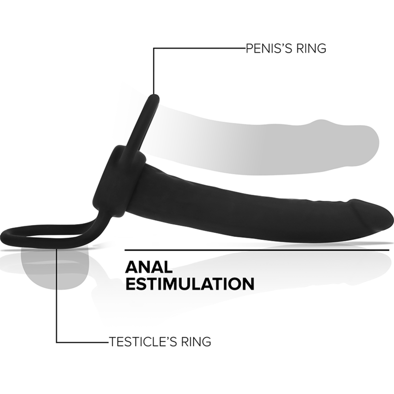 MYTHOLOGY - COBI ONYX ANAL DILDO WITH COCK AND TEST RING 13 CM SILICONE