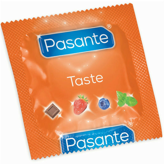 PASANTE - BLUEBERRY FLAVOR CONDOM BAG 144 UNITS
