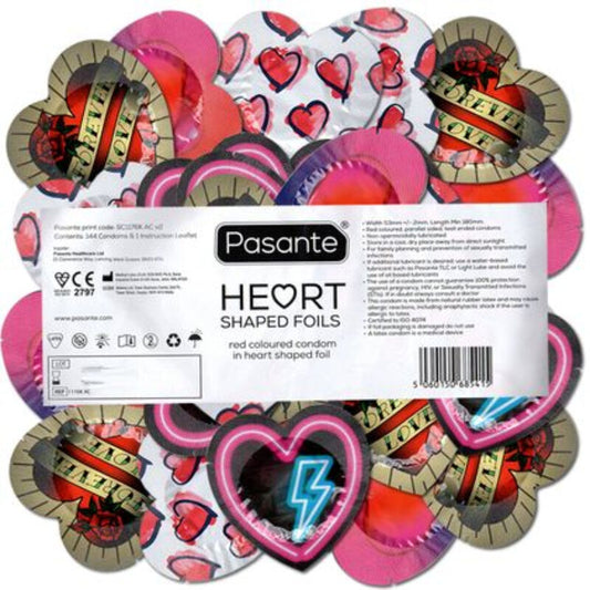 PASANTE - RED HEART SHAPE BAG CONDOMS 144 UNITS