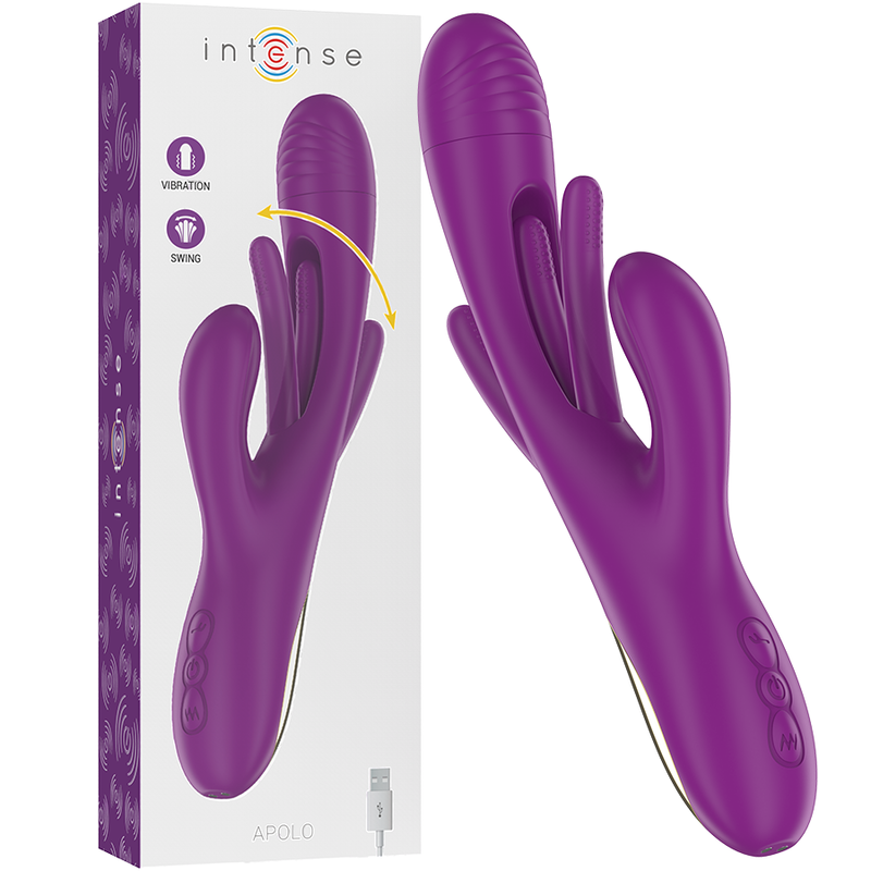 INTENSE - APOLO RECHARGEABLE MULTIFUNCTIONAL VIBRATOR 7 VIBRATIONS WITH PURPLE OSCILLATING TONGUE