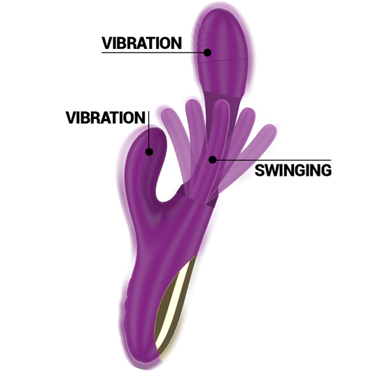 INTENSE - APOLO RECHARGEABLE MULTIFUNCTIONAL VIBRATOR 7 VIBRATIONS WITH PURPLE OSCILLATING TONGUE