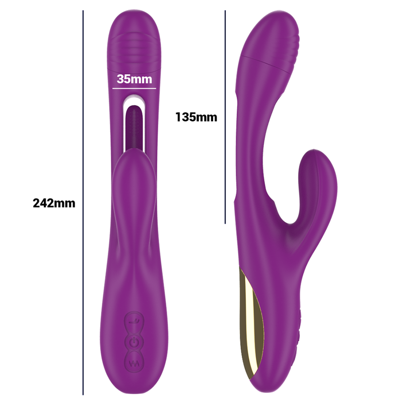INTENSE - APOLO RECHARGEABLE MULTIFUNCTIONAL VIBRATOR 7 VIBRATIONS WITH PURPLE OSCILLATING TONGUE