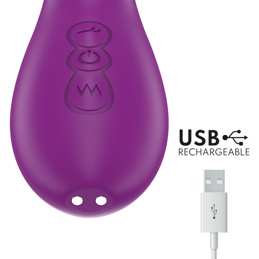 INTENSE - APOLO RECHARGEABLE MULTIFUNCTIONAL VIBRATOR 7 VIBRATIONS WITH PURPLE OSCILLATING TONGUE