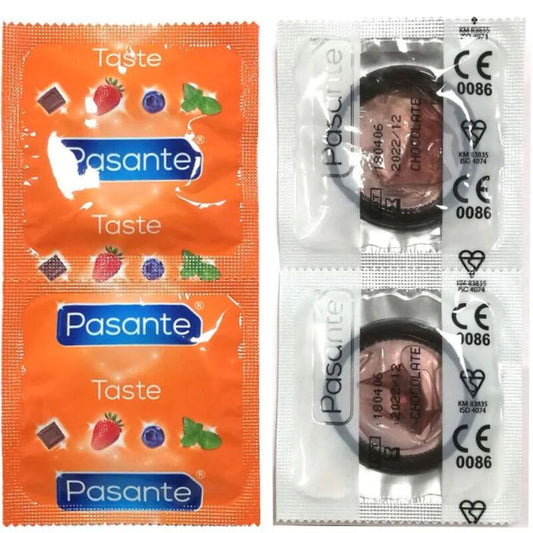 PASANTE - CHOCOLATE FLAVOR CONDOMS TEMPTATION BAG 144 UNITS