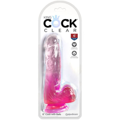 KING COCK - CLEAR REALISTIC PENIS WITH 13.5 CM PINK BALLS