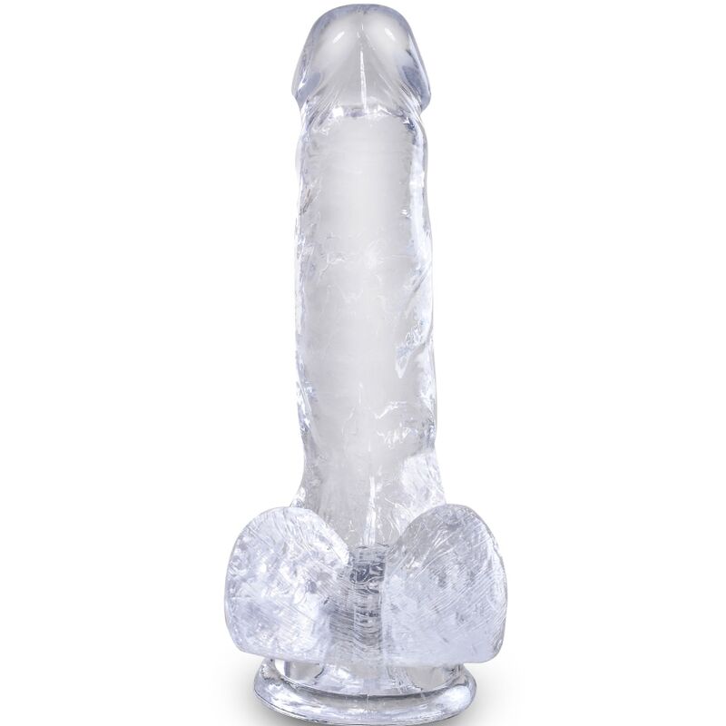 KING COCK - PENE REALISTA CLARO CON BOLAS TRANSPARENTES DE 13,5 CM