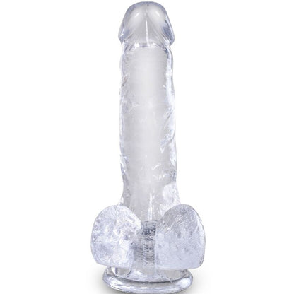 KING COCK - PENE REALISTA CLARO CON BOLAS TRANSPARENTES DE 13,5 CM