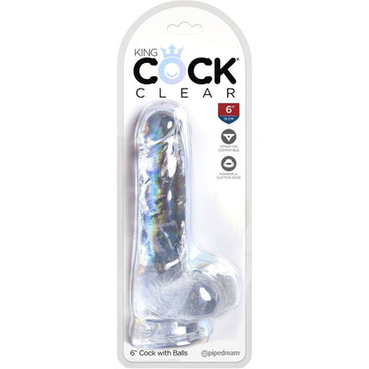 KING COCK - PENE REALISTA CLARO CON BOLAS TRANSPARENTES DE 13,5 CM