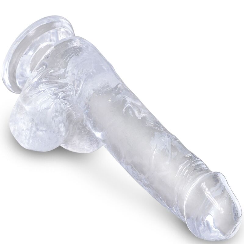 KING COCK - PENE REALISTA CLARO CON BOLAS TRANSPARENTES DE 13,5 CM