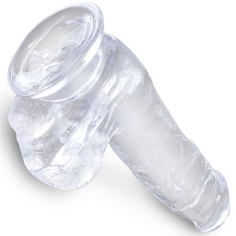 KING COCK - PENE REALISTA CLARO CON BOLAS TRANSPARENTES DE 13,5 CM