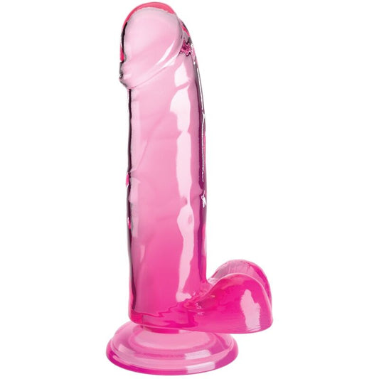 KING COCK - CLEAR REALISTIC PENIS WITH 15.2 CM PINK BALLS