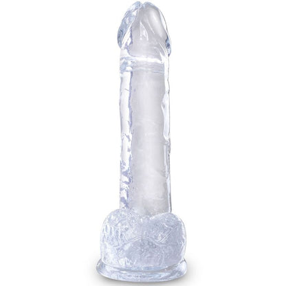 KING COCK - PENE REALISTA CLARO CON BOLAS TRANSPARENTES DE 15,2 CM