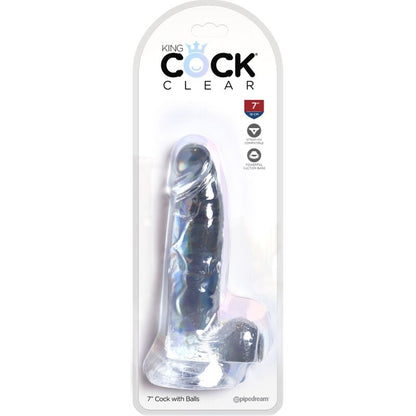 KING COCK - PENE REALISTA CLARO CON BOLAS TRANSPARENTES DE 15,2 CM