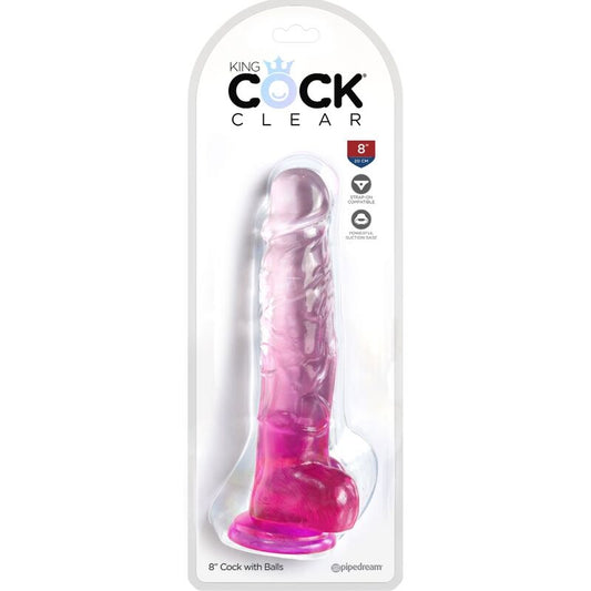 KING COCK - CLEAR REALISTIC PENIS WITH 16.5 CM PINK BALLS