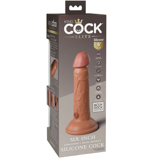 KING COCK - ELITE REALISTIC SILICONE VIBRATOR 15.2 CM CARAMEL