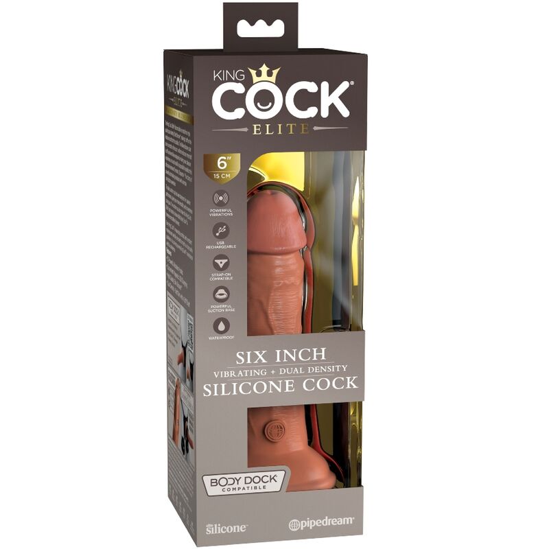 KING COCK - VIBRADOR REALISTA DE SILICONA ELITE 15,2 CM CARAMELO
