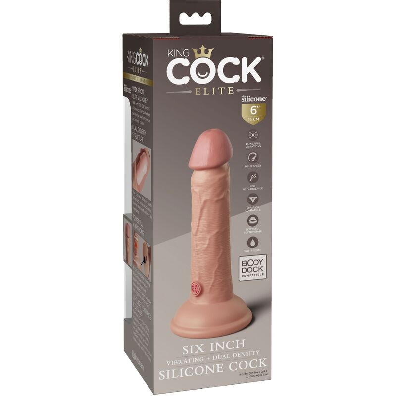 KING COCK - VIBRADOR DE SILICONA REALISTA ELITE 15,2 CM