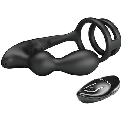 PRETTY LOVE - ANILLO PARA PENE MARSHALL CON PLUG ANAL VIBRADOR CON CONTROL REMOTO