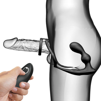 PRETTY LOVE - ANILLO PARA PENE MARSHALL CON PLUG ANAL VIBRADOR CON CONTROL REMOTO