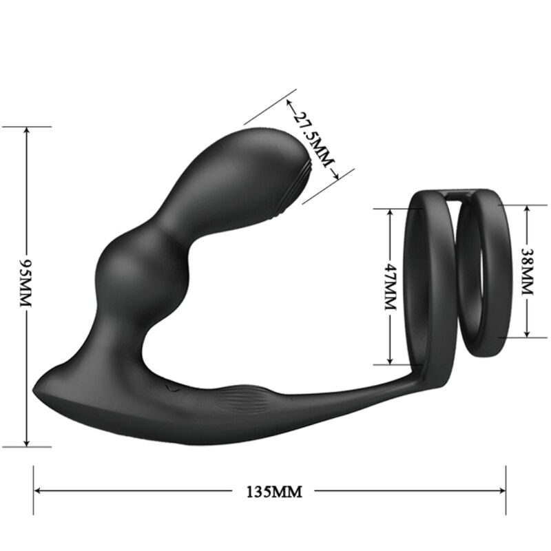 PRETTY LOVE - ANILLO PARA PENE MARSHALL CON PLUG ANAL VIBRADOR CON CONTROL REMOTO