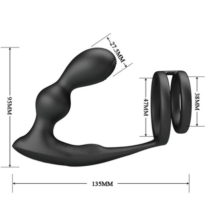 PRETTY LOVE - ANILLO PARA PENE MARSHALL CON PLUG ANAL VIBRADOR CON CONTROL REMOTO